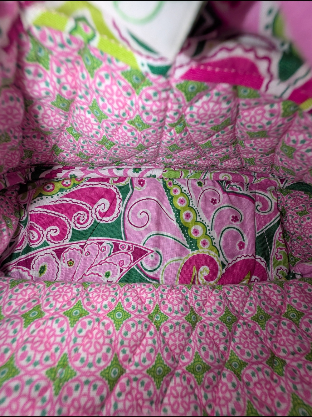 Vera Bradley Pinwheel Pink & Green Paisley Shoulder Bag - Picture 6 of 7